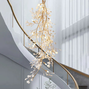 Ceramic Ginkgo Staircase  Long Branch Chandelier - RHL
