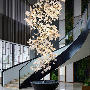 Ceramic Ginkgo Staircase  Long Branch Chandelier - RHL