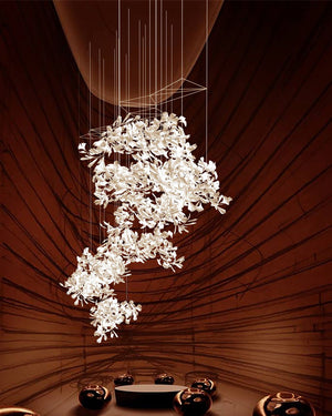 Gingko Leaves Ceramics Spiral Branch Chandelier - view 73