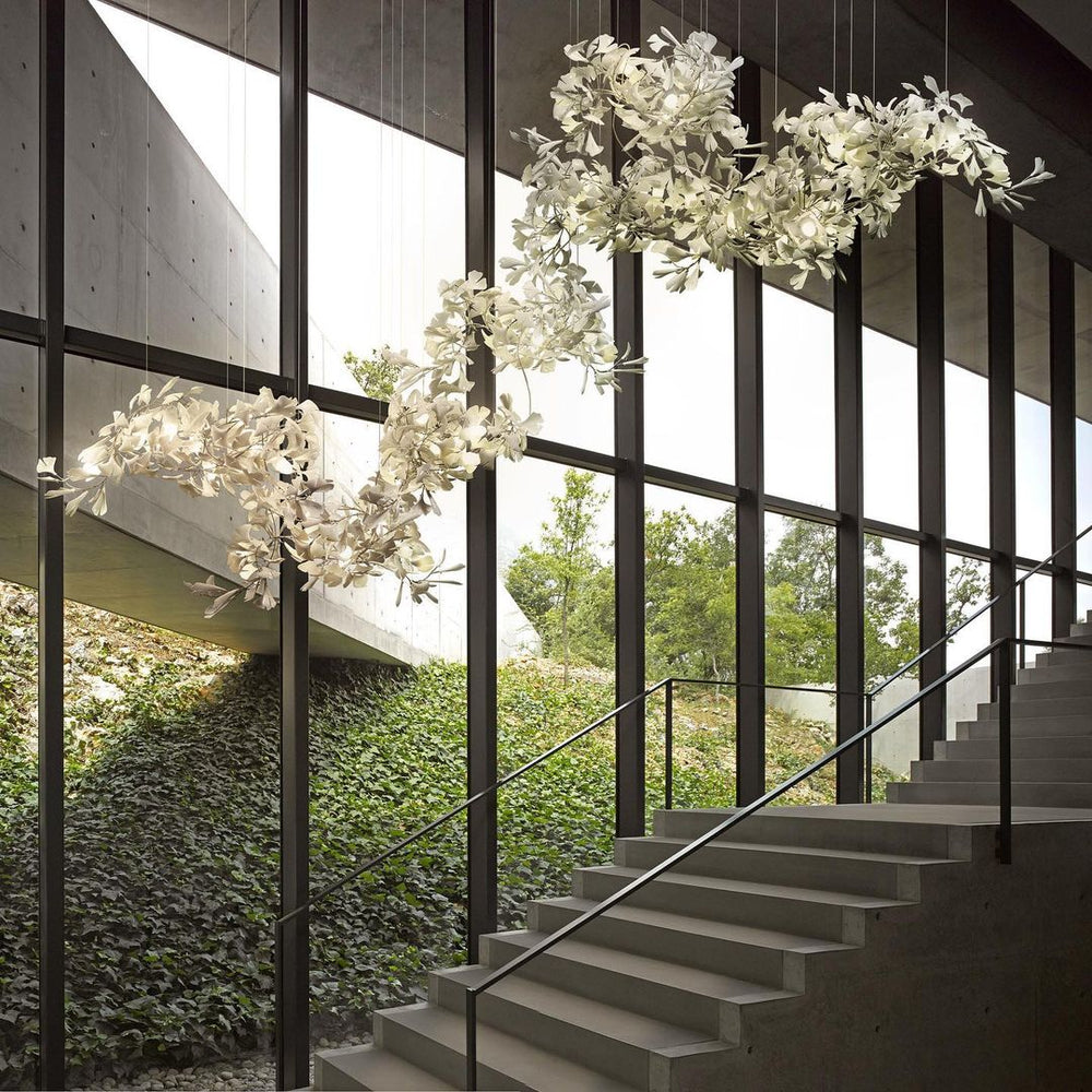 Gingko Leaves Ceramics Spiral Branch Chandelier - view 7