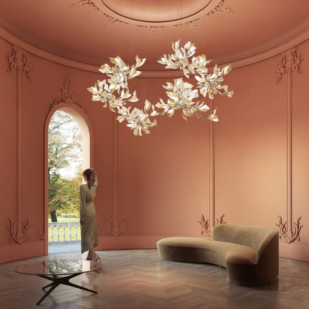 Gingko Leaves Ceramics Spiral Branch Chandelier - view 77