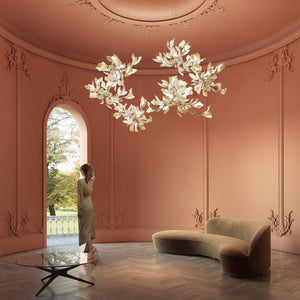 Gingko Leaves Ceramics Spiral Branch Chandelier - view 77