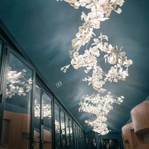 Gingko Leaves Ceramics Spiral Branch Chandelier - view 84