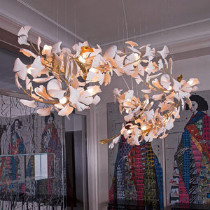 Gingko Leaves Ceramics Spiral Branch Chandelier - view 85