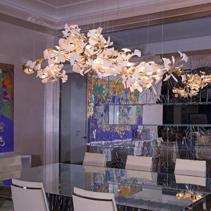 Gingko Leaves Ceramics Spiral Branch Chandelier - view 86