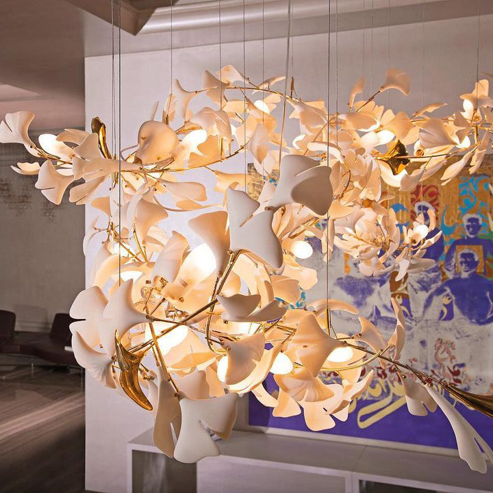 Gingko Leaves Ceramics Spiral Branch Chandelier - view 88