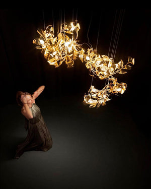 Gingko Leaves Ceramics Spiral Branch Chandelier - view 90