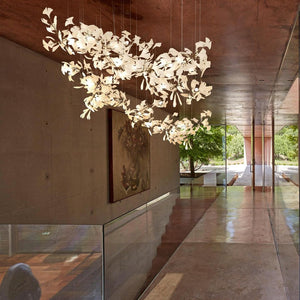 Gingko Leaves Ceramics Spiral Branch Chandelier - view 8