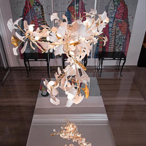Gingko Leaves Ceramics Spiral Branch Chandelier - view 64