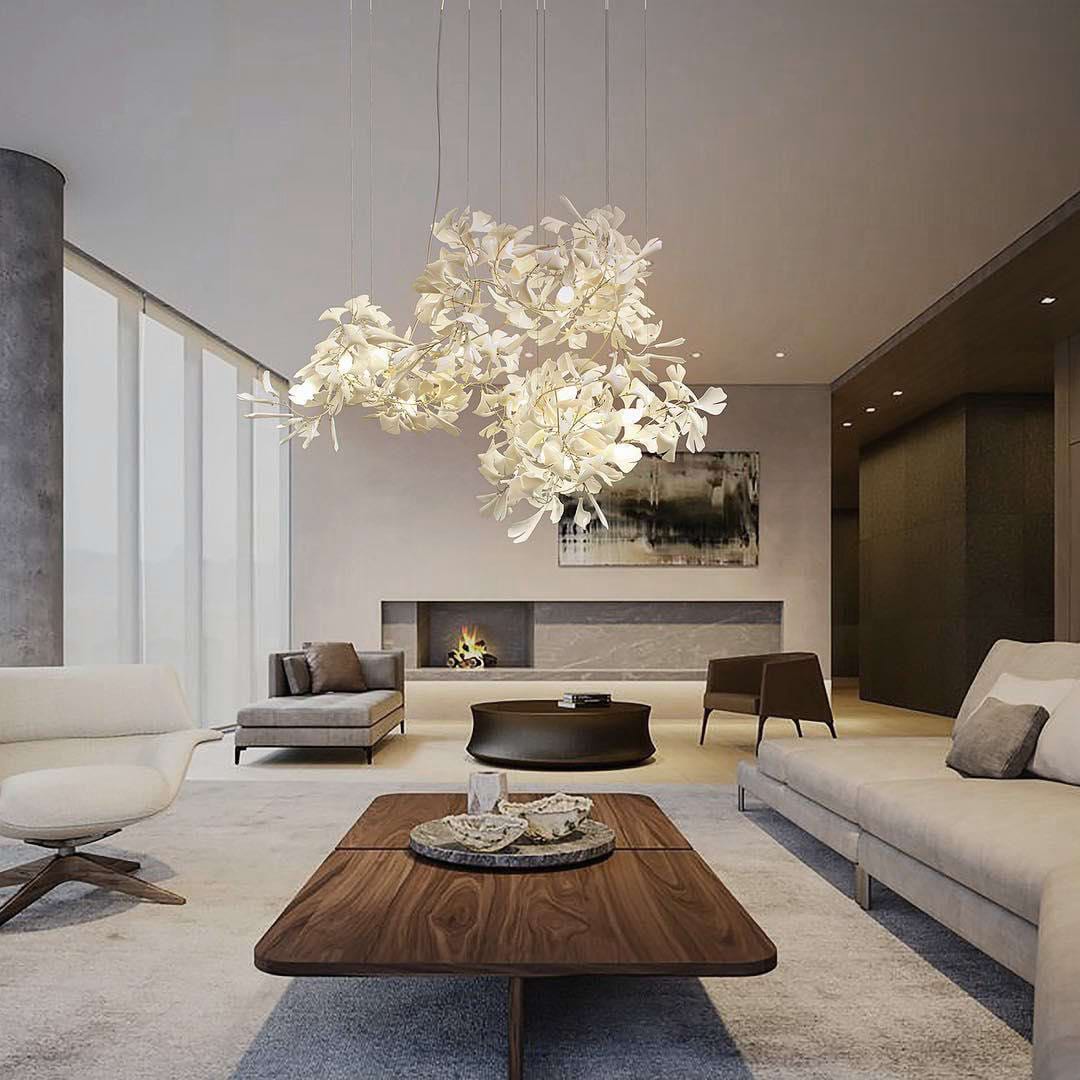Gingko Leaves Ceramics Spiral Branch Chandelier - view 37