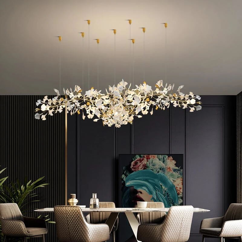 Gingko Leaves Ceramics Spiral Branch Chandelier - view 43