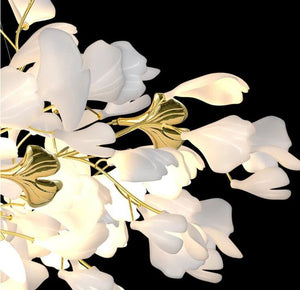 Gingko Leaves Ceramics Spiral Branch Chandelier - view 45