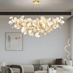 Modern Luxury Linear Ginkgo Ceramic Chandelier for Dining Room/Kitchen Island - view 2