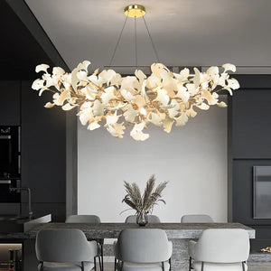 Modern Luxury Linear Ginkgo Ceramic Chandelier for Dining Room/Kitchen Island - view 5