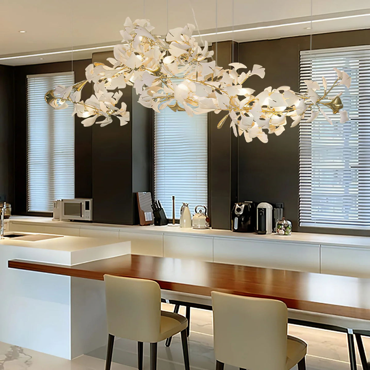 Gingko Leaves Ceramics Spiral Branch Chandelier - view 6