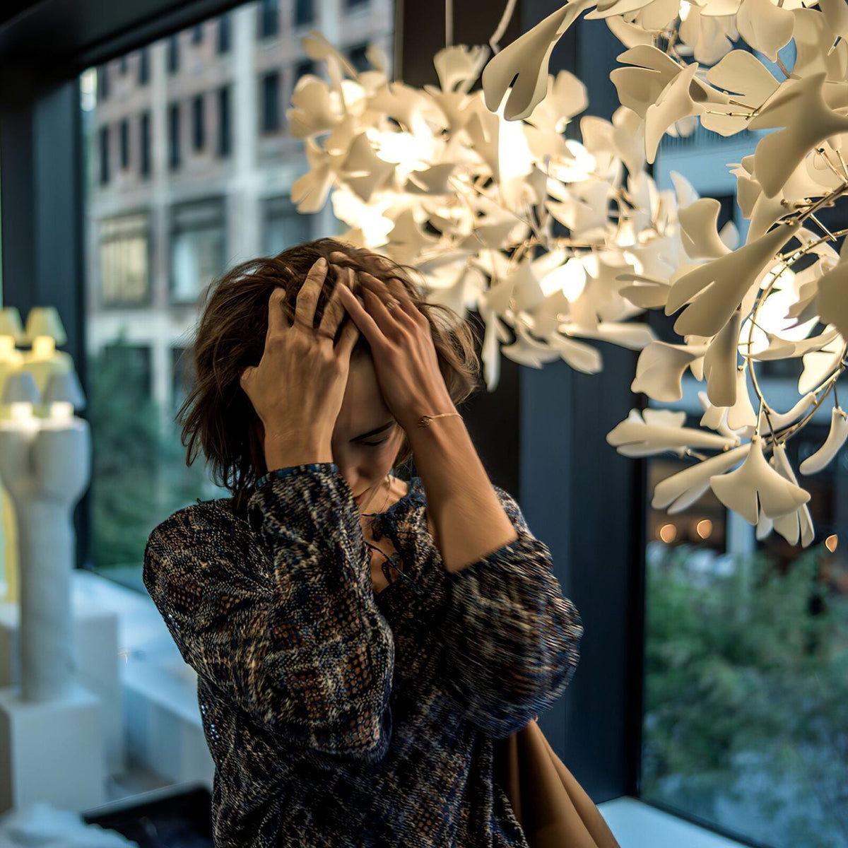 Gingko Leaves Ceramics Spiral Branch Chandelier - view 47