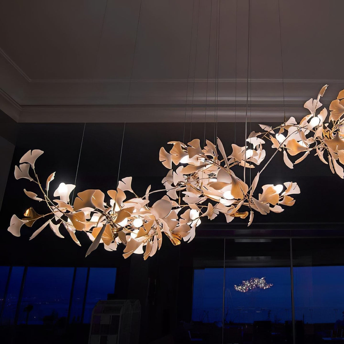Gingko Leaves Ceramics Spiral Branch Chandelier - view 55