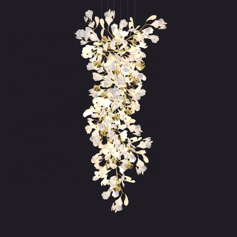 Ginkgo Cascading A Branch Chandelier in Staircase - view 4