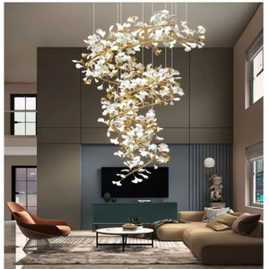 Ginkgo Cascading B (Spiral) Branch Chandelier - view 4