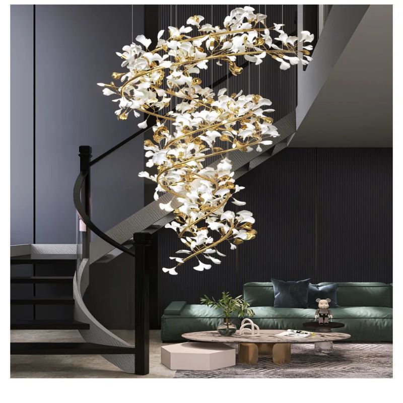 Ginkgo Cascading B (Spiral) Branch Chandelier - view 6