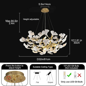 Ginkgo Gold Tree Branches Chandelier - view 6
