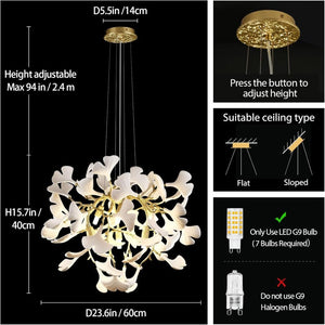 Ginkgo Gold Tree Branches Chandelier - view 5