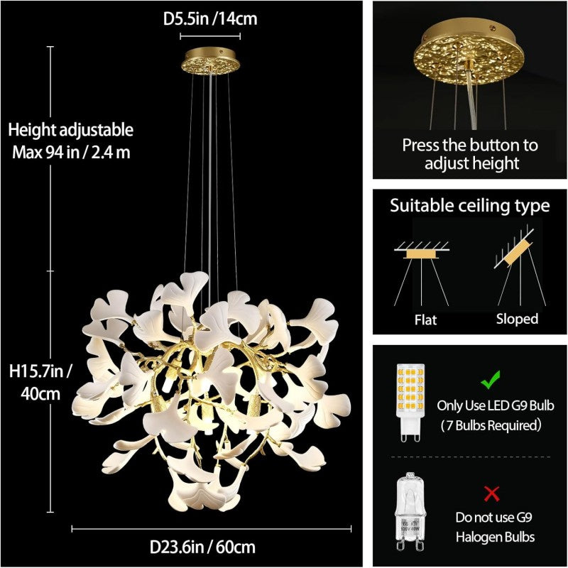 Ginkgo Gold Tree Branches Chandelier - view 5