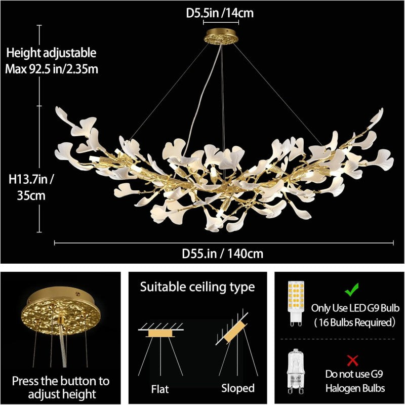 Ginkgo Gold Tree Branches Chandelier - view 7