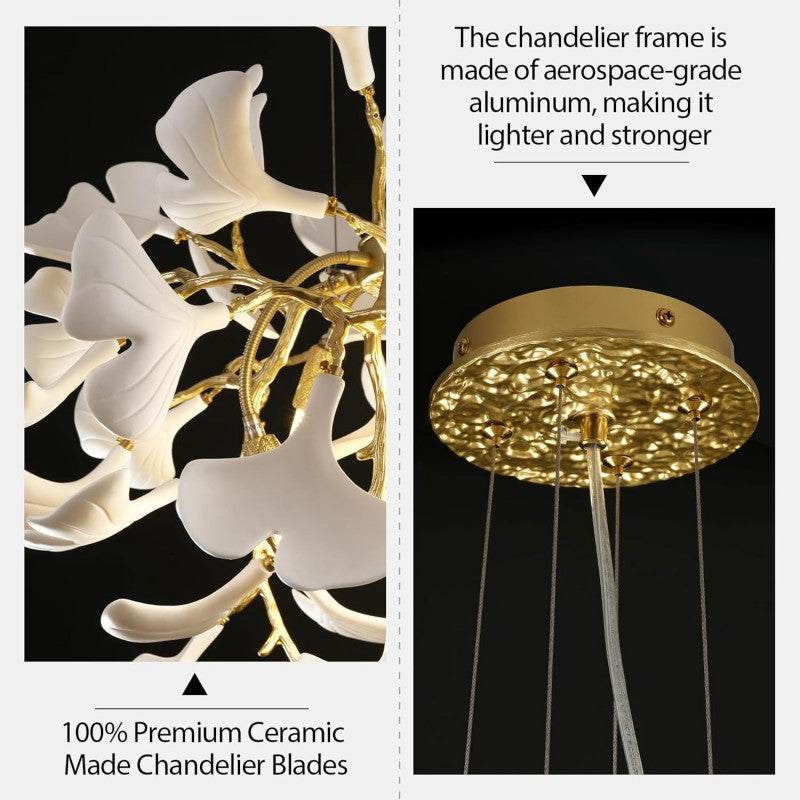 Ginkgo Gold Tree Branches Chandelier - view 8