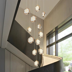 Global Crystal Cluster Adjustable Luxury Staircase Modern Long Chandelier - view 2