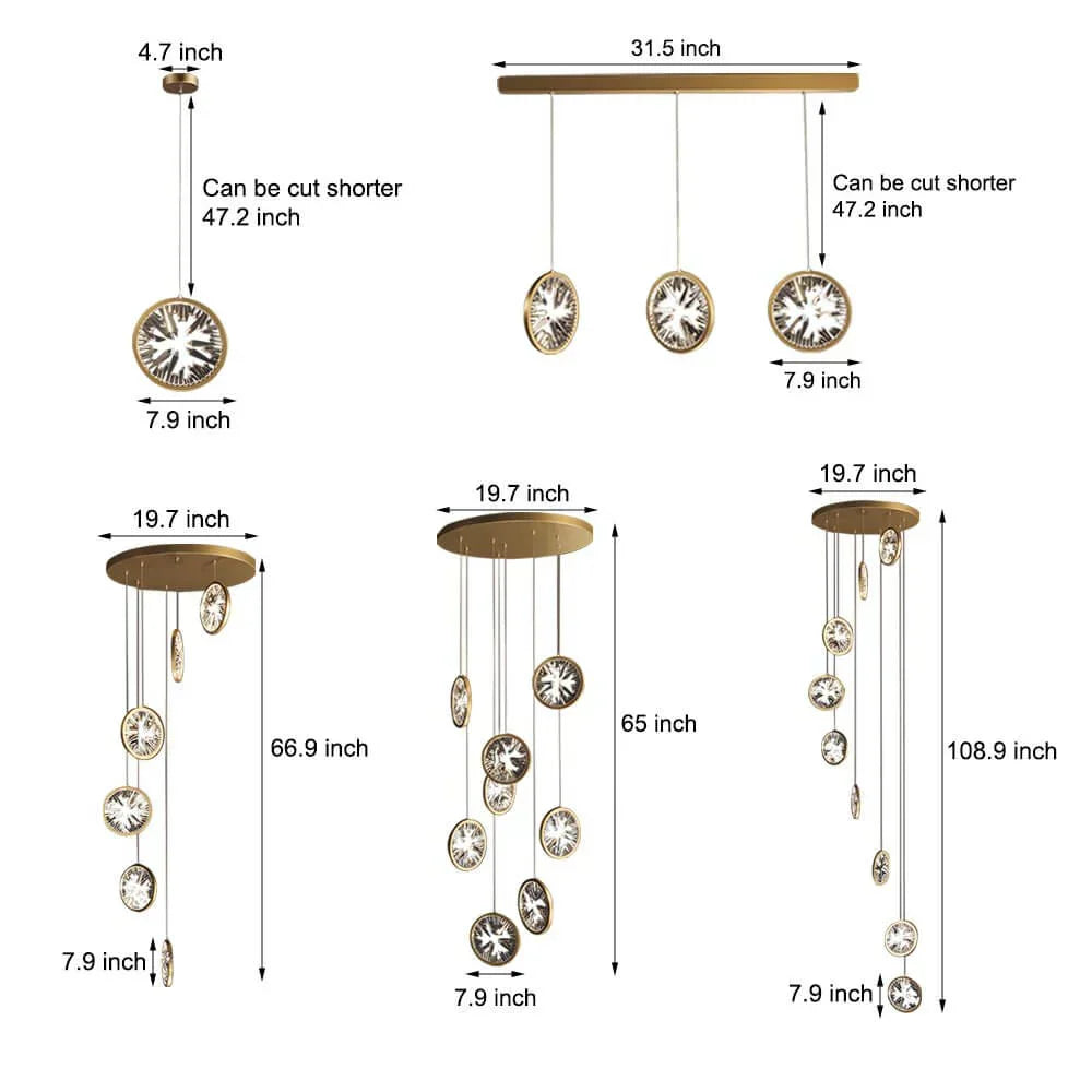 Gold Crystal Staircase Chandelier - view 10