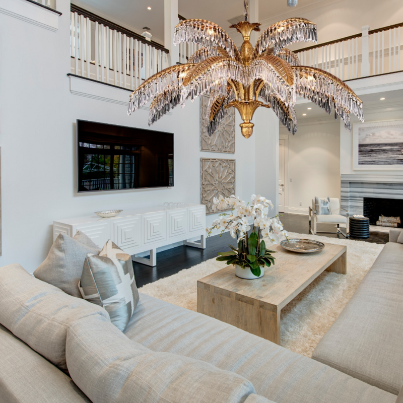 Luxury Palm Tree Crystal Chandelier in Brass for Living Room and Low Ceiling Spaces - view 2