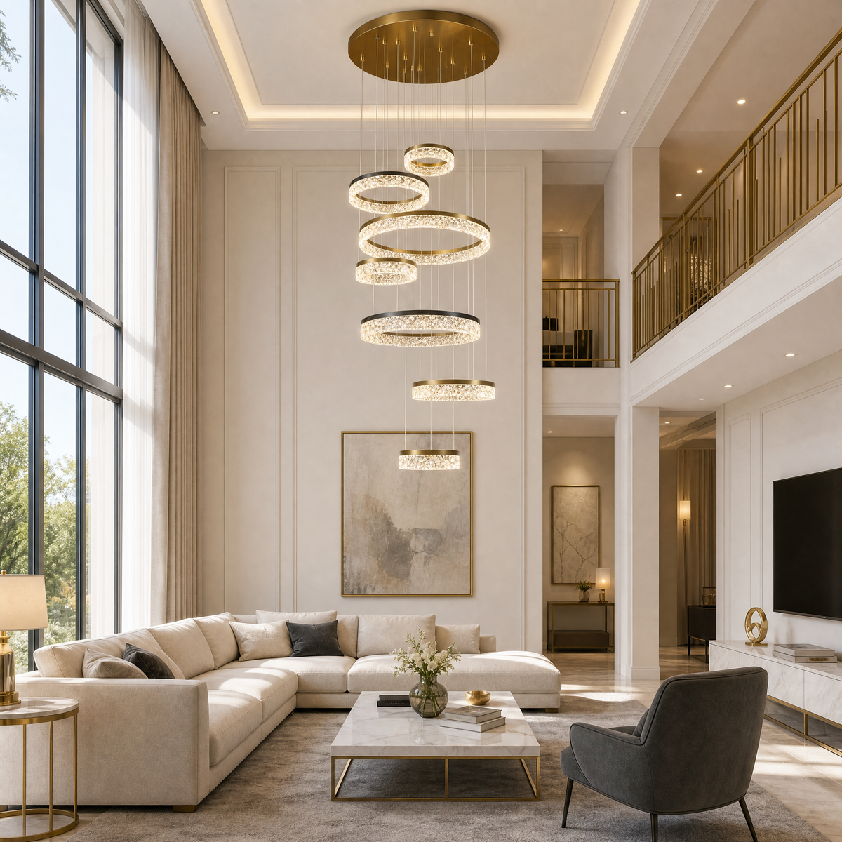 Guilin Landscape Modern Sculptural Ring Chandelier, crystal - view 3