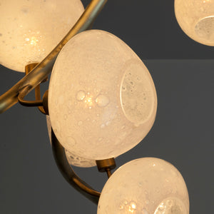 Modern Chandelier with Irregular Glass Lampshades and Brass Branches - view 4
