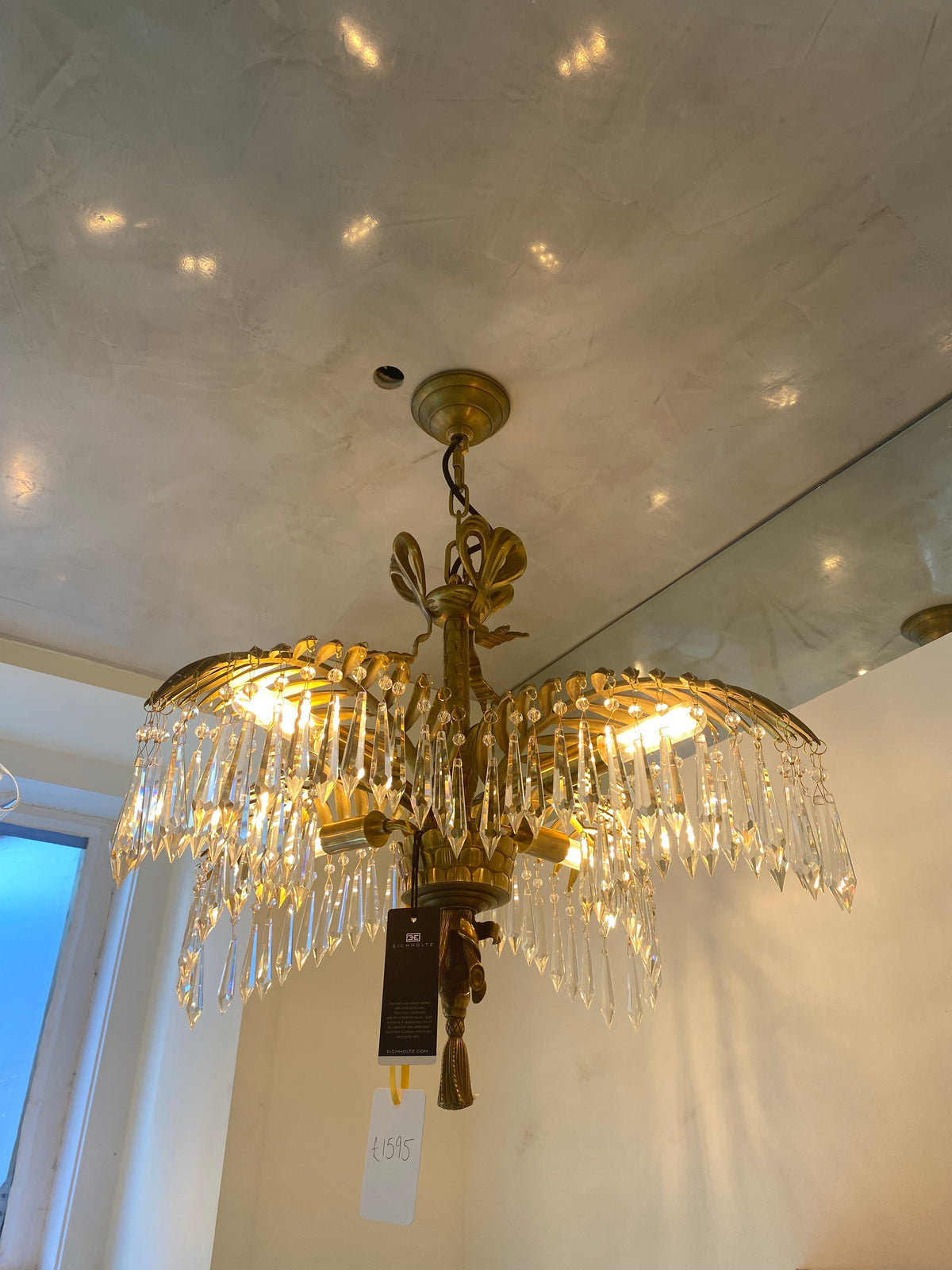 Ethereal S/L Modern Brass Chandelier Antique Brass/Glass)  (Ex-Display) - view 3
