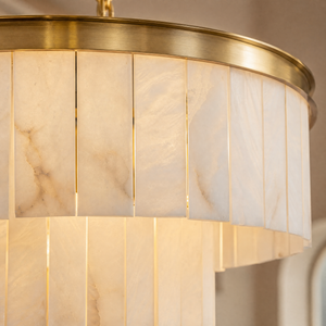 Hollis Modern Alabaster Dining Room Light, chandelier - view 4
