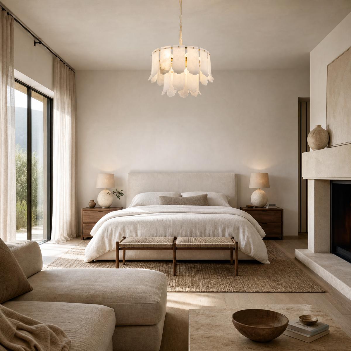 Hollis Modern Alabaster Round Pendant Light, chandelier - view 10