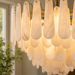 Hollis Modern Alabaster Tiered Chandelier