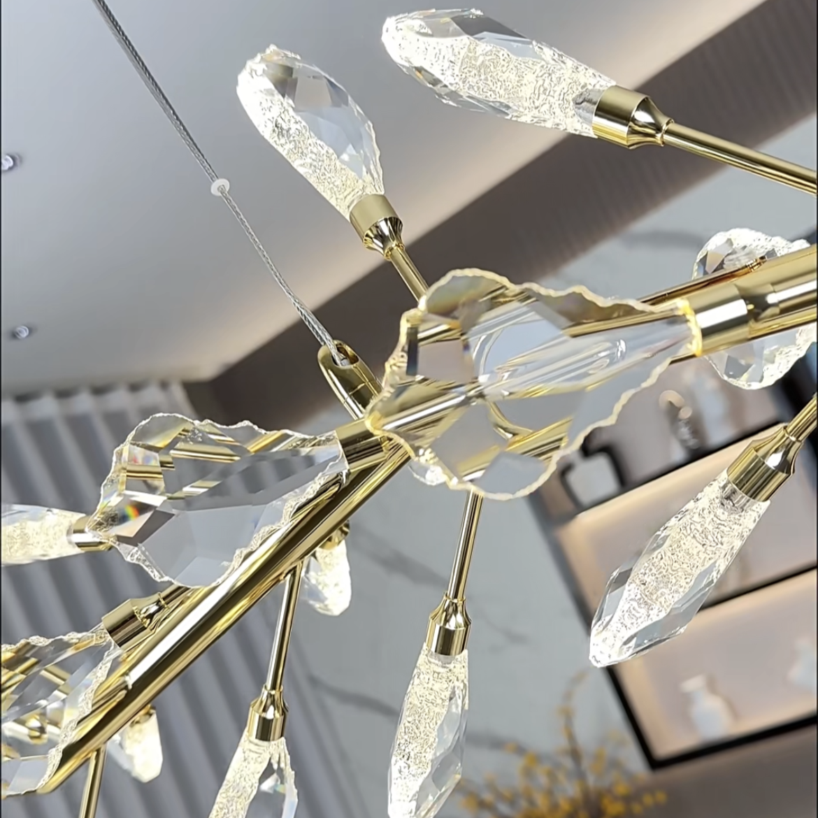 Sleek Modern Branch Crystal Leaves Linear Chandelier for Kitchen Island and Dining Room - view 6