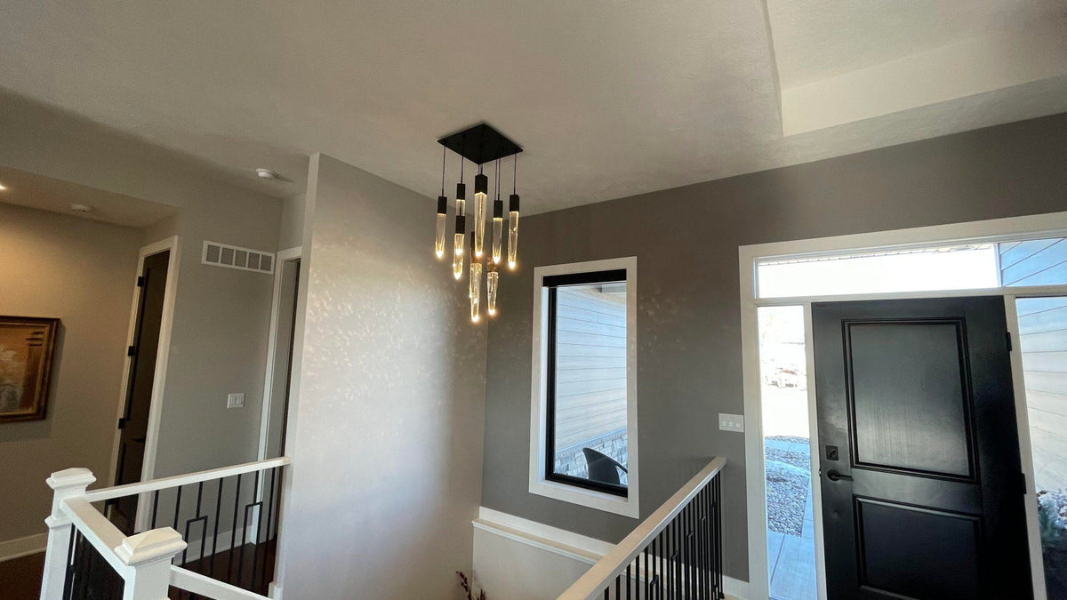 Modern Light Luxury Round/Rectangle Ceiling Pendant Light in Black Finish for Kitchen Island/ Staircase/Living Room - view 10