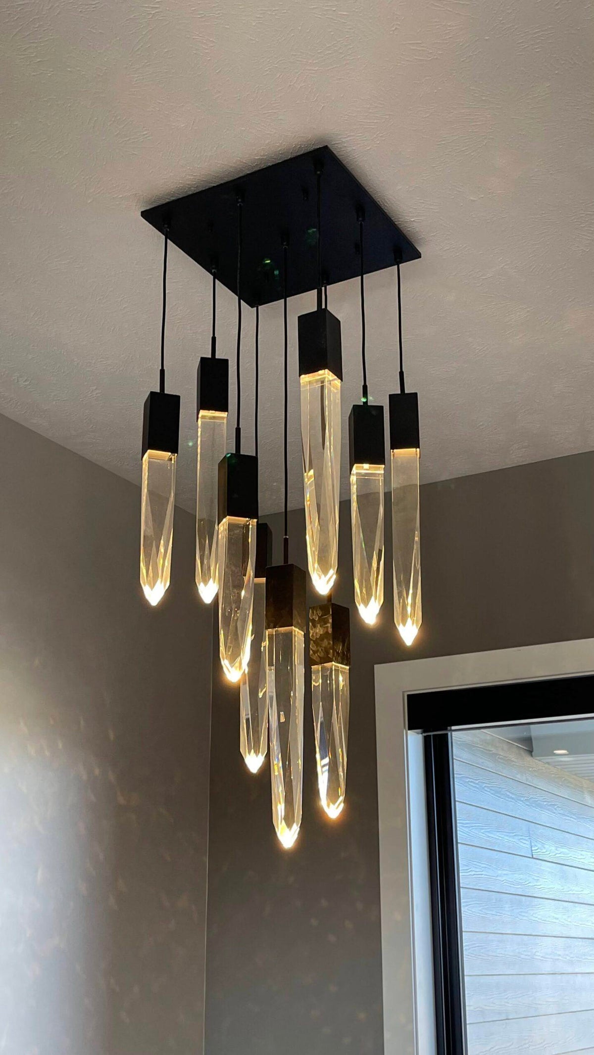 Modern Light Luxury Round/Rectangle Ceiling Pendant Light in Black Finish for Kitchen Island/ Staircase/Living Room - view 9