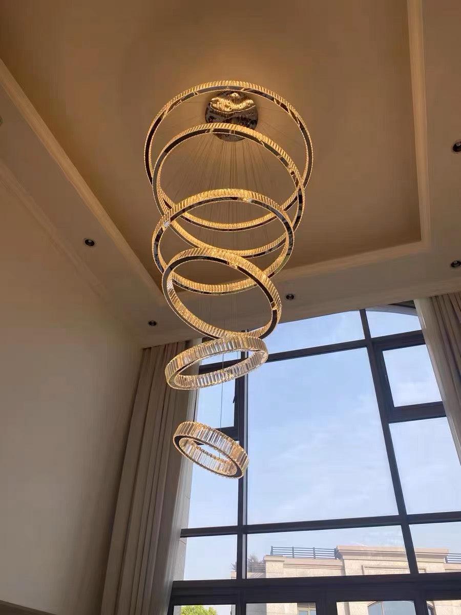 Modern Front Entryway Chandelier 3/4/5/6/7 Rings Crystal Gold/ Chrome Finish Ceiling Lamp - view 17