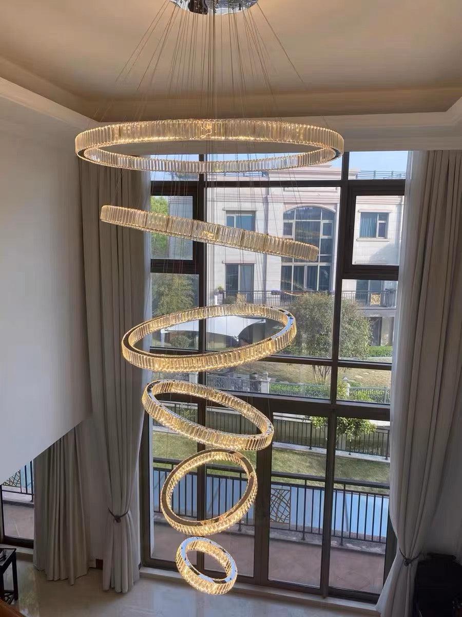 Modern Front Entryway Chandelier 3/4/5/6/7 Rings Crystal Gold/ Chrome Finish Ceiling Lamp - view 6