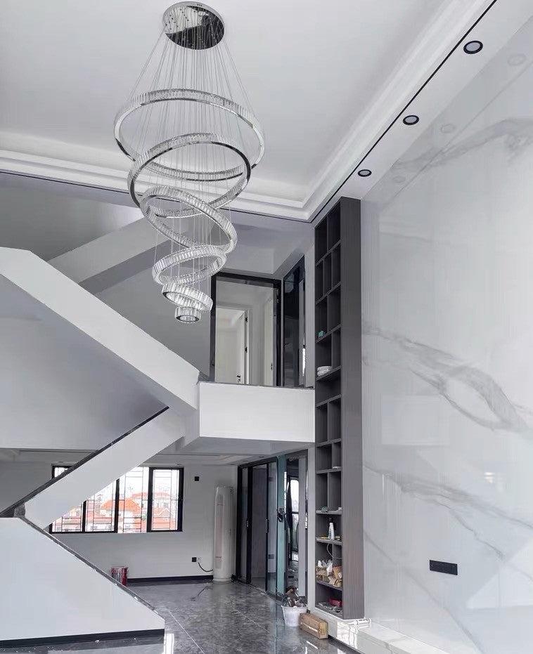 Modern Front Entryway Chandelier 3/4/5/6/7 Rings Crystal Gold/ Chrome Finish Ceiling Lamp - view 9