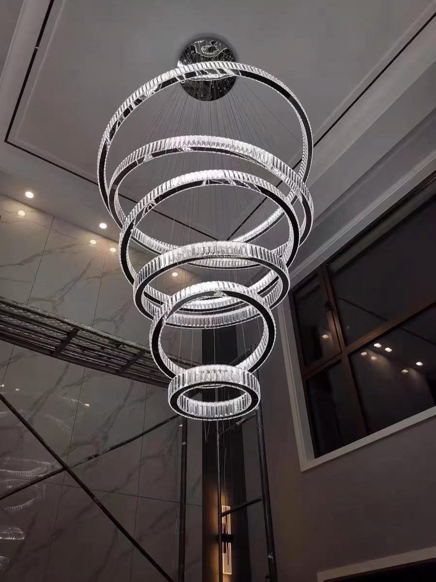 Modern Front Entryway Chandelier 3/4/5/6/7 Rings Crystal Gold/ Chrome Finish Ceiling Lamp - view 7