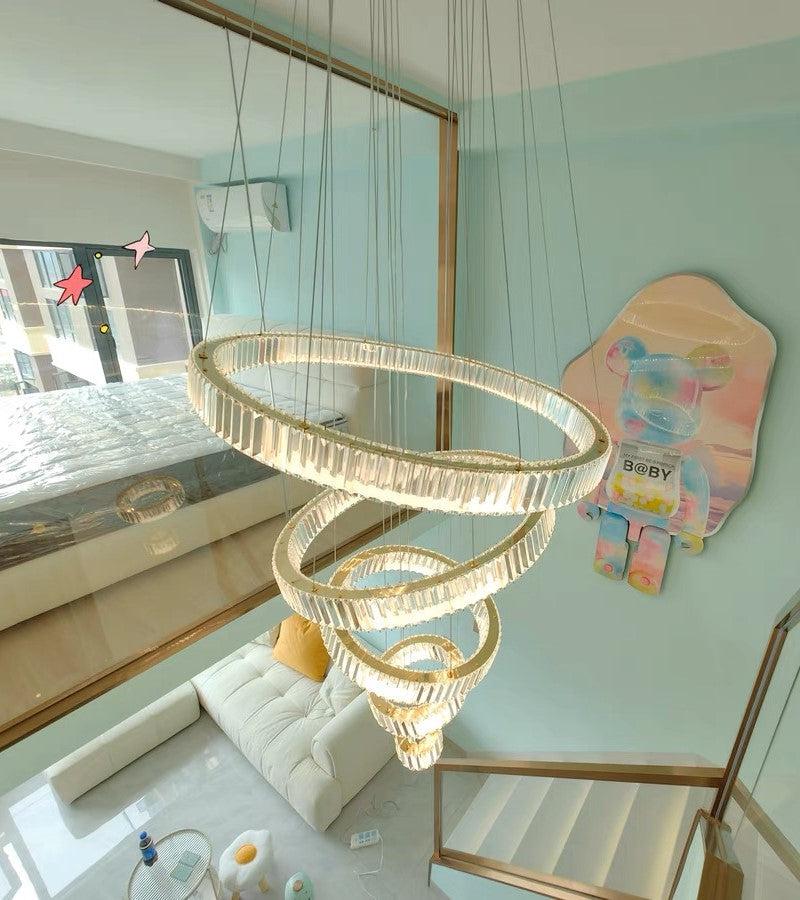 Modern Front Entryway Chandelier 3/4/5/6/7 Rings Crystal Gold/ Chrome Finish Ceiling Lamp - view 4