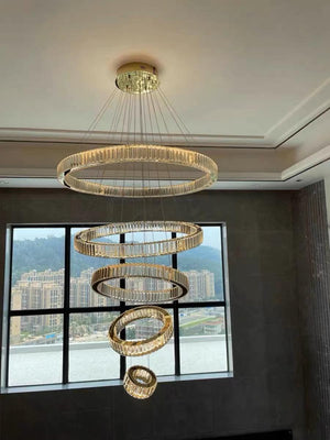 Modern Front Entryway Chandelier 3/4/5/6/7 Rings Crystal Gold/ Chrome Finish Ceiling Lamp - view 16