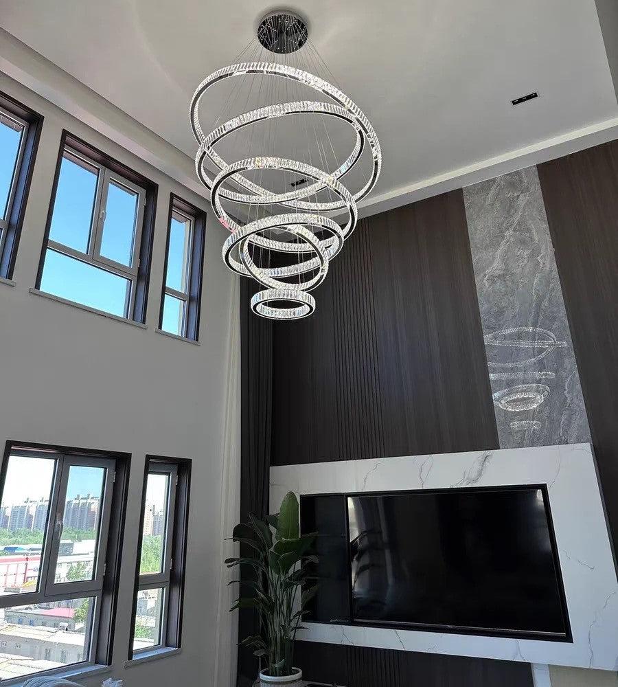 Modern Front Entryway Chandelier 3/4/5/6/7 Rings Crystal Gold/ Chrome Finish Ceiling Lamp - view 8