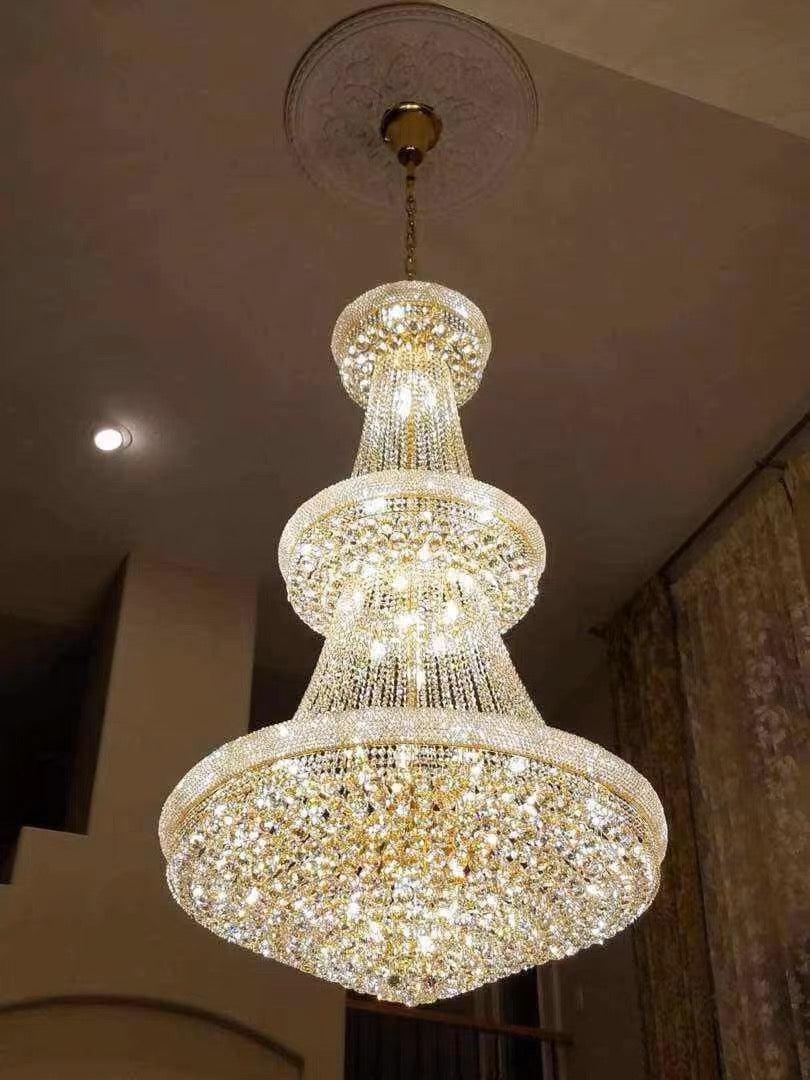 Luxury French Empire Chandelier for Villa Hall Ceiling Three-layers Crystal Light for Hotel Lobby - view 17