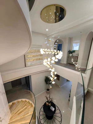 Ceramic Flower Chandelier in Artistic Brass Branch Design - view 9